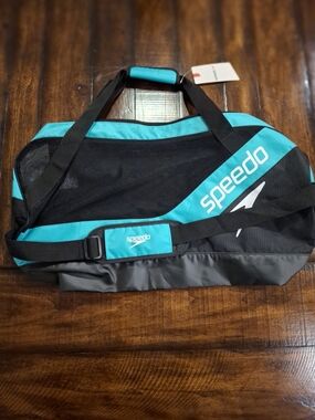 Speedo Teal and Black Mesh Duffel Bag